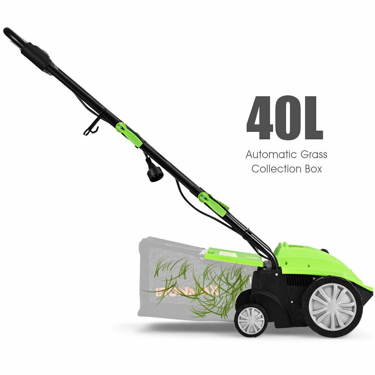 13 Inch 12 Amp Electric Scarifier with Collection Bag and Removable Blades-Green