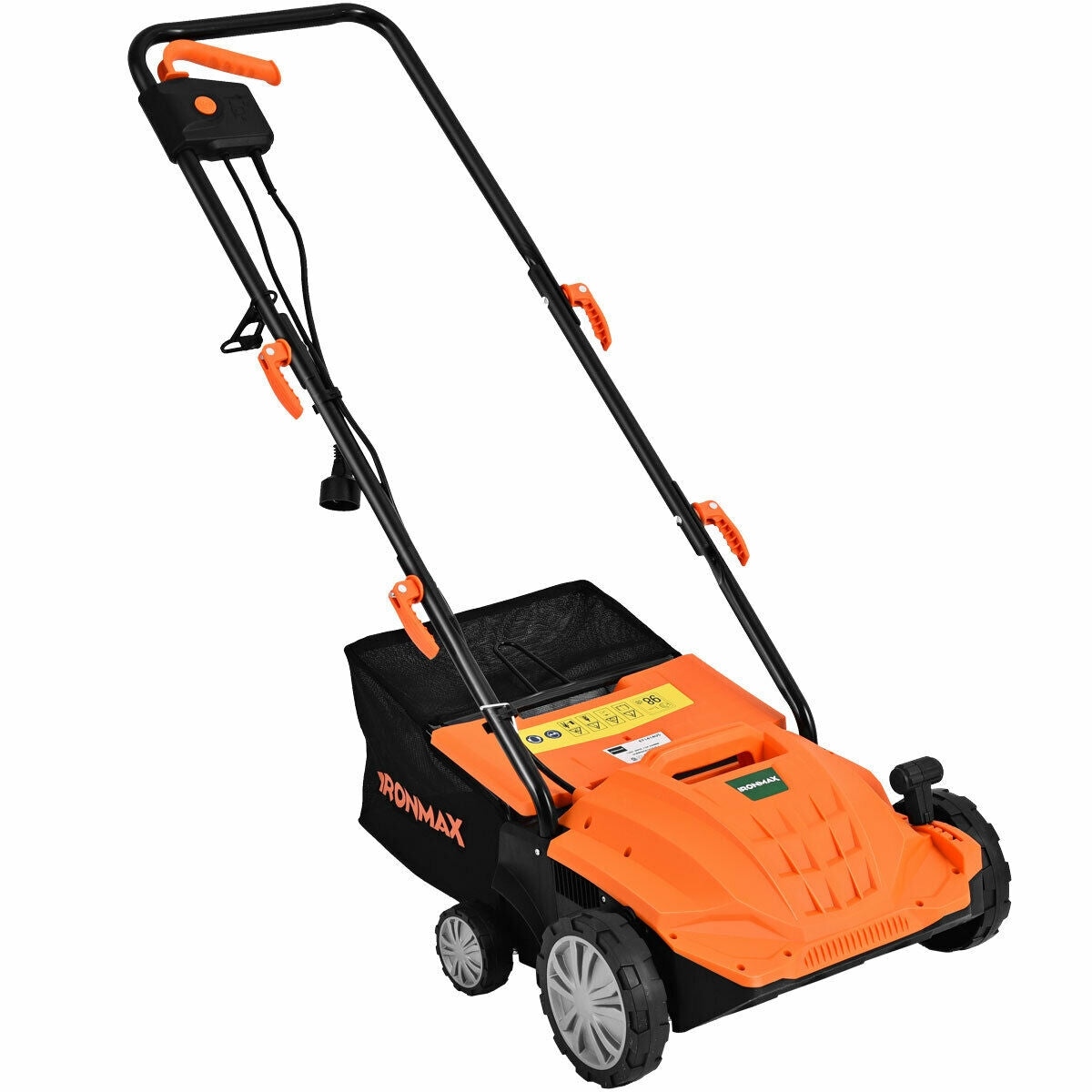 13 Inch 12 Amp Electric Scarifier with Collection Bag and Removable Blades-Orange