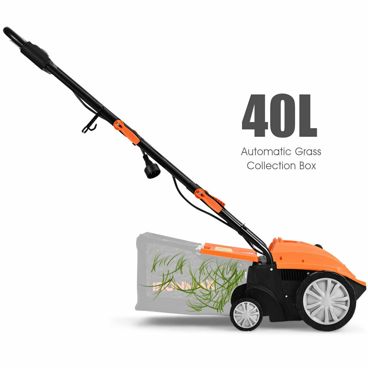 13 Inch 12 Amp Electric Scarifier with Collection Bag and Removable Blades-Orange