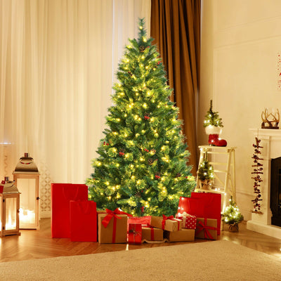 6 Feet Pre-Lit Christmas Spruce Tree with 790 Tips and 350 Lights 