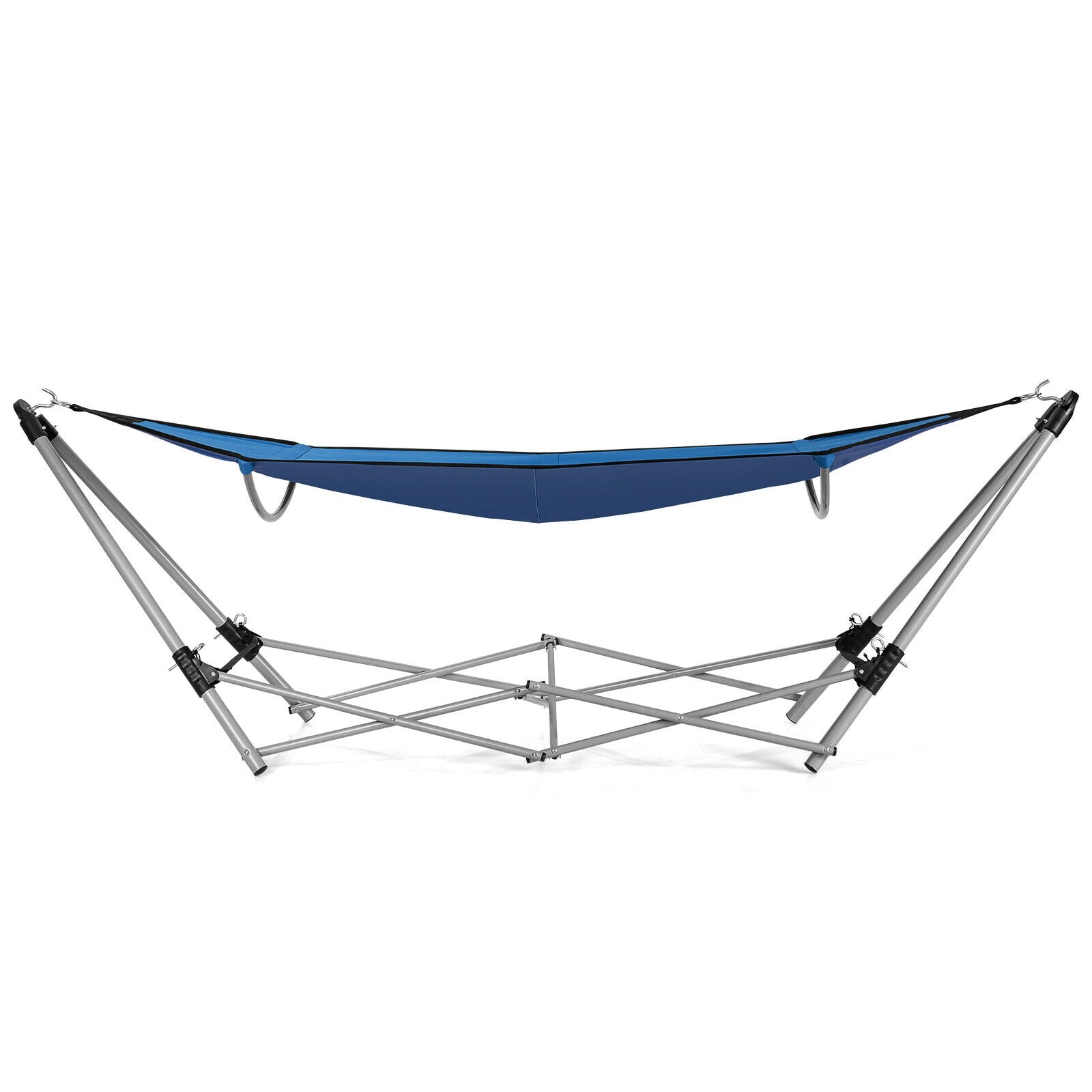 Portable Folding Steel Frame Hammock with Bag-Blue