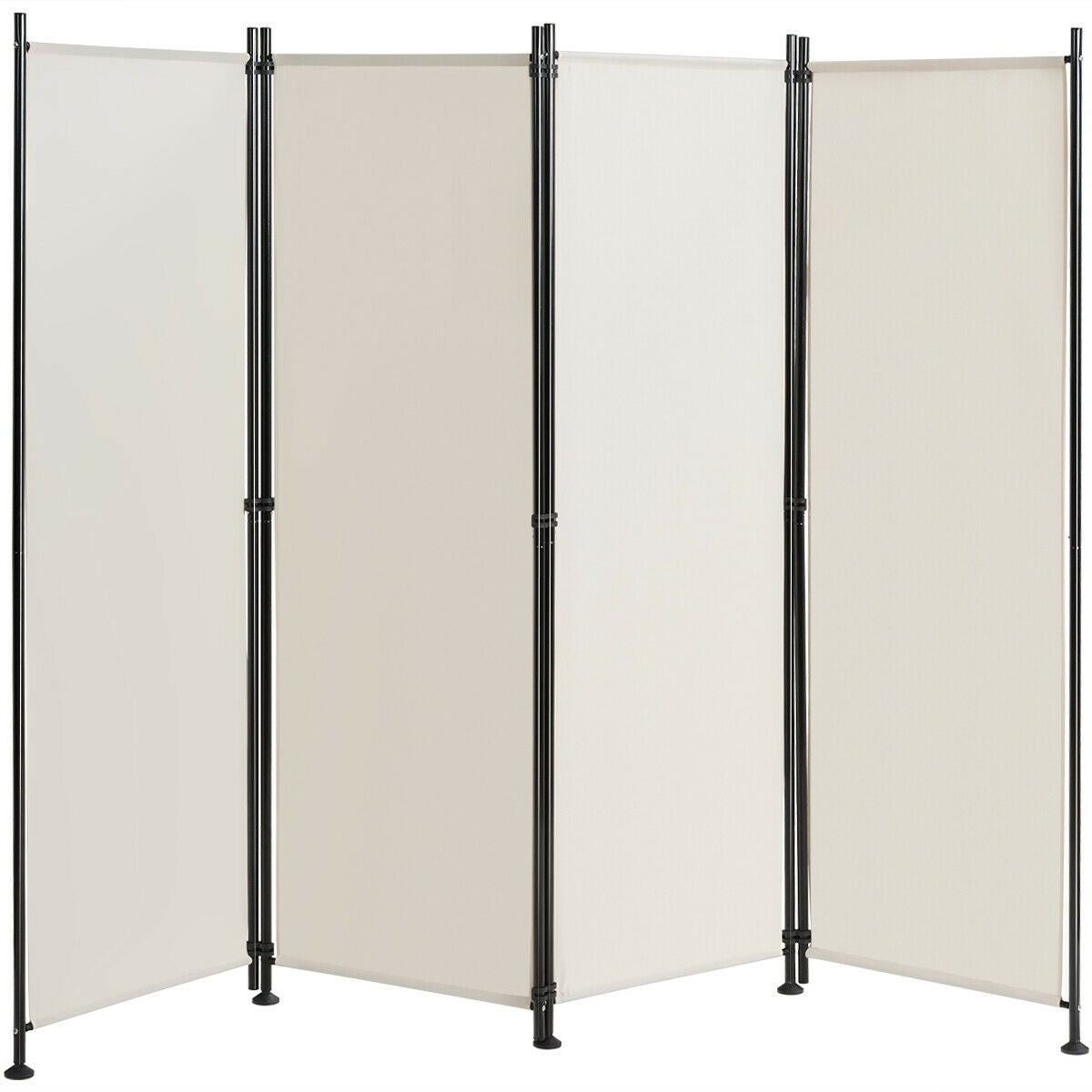 4-Panel Room Divider Folding Privacy Screen-Beige