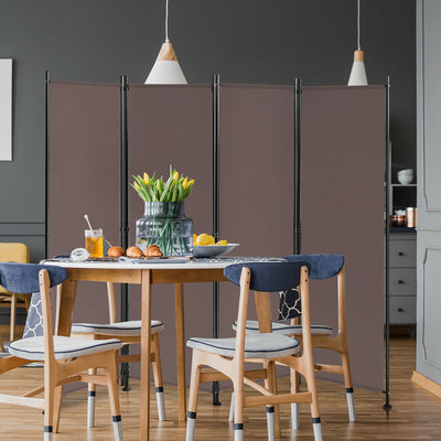 4-Panel Room Divider Folding Privacy Screen-Brown 
