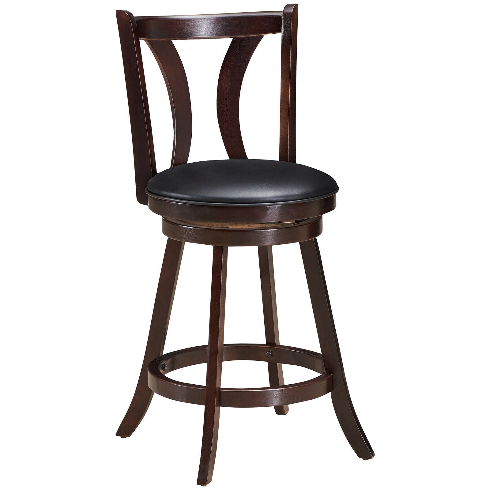 Set of 2 Swivel Bar stool 24 Inch Counter Height Leather Padded Dining Kitchen Chair-24 Inch