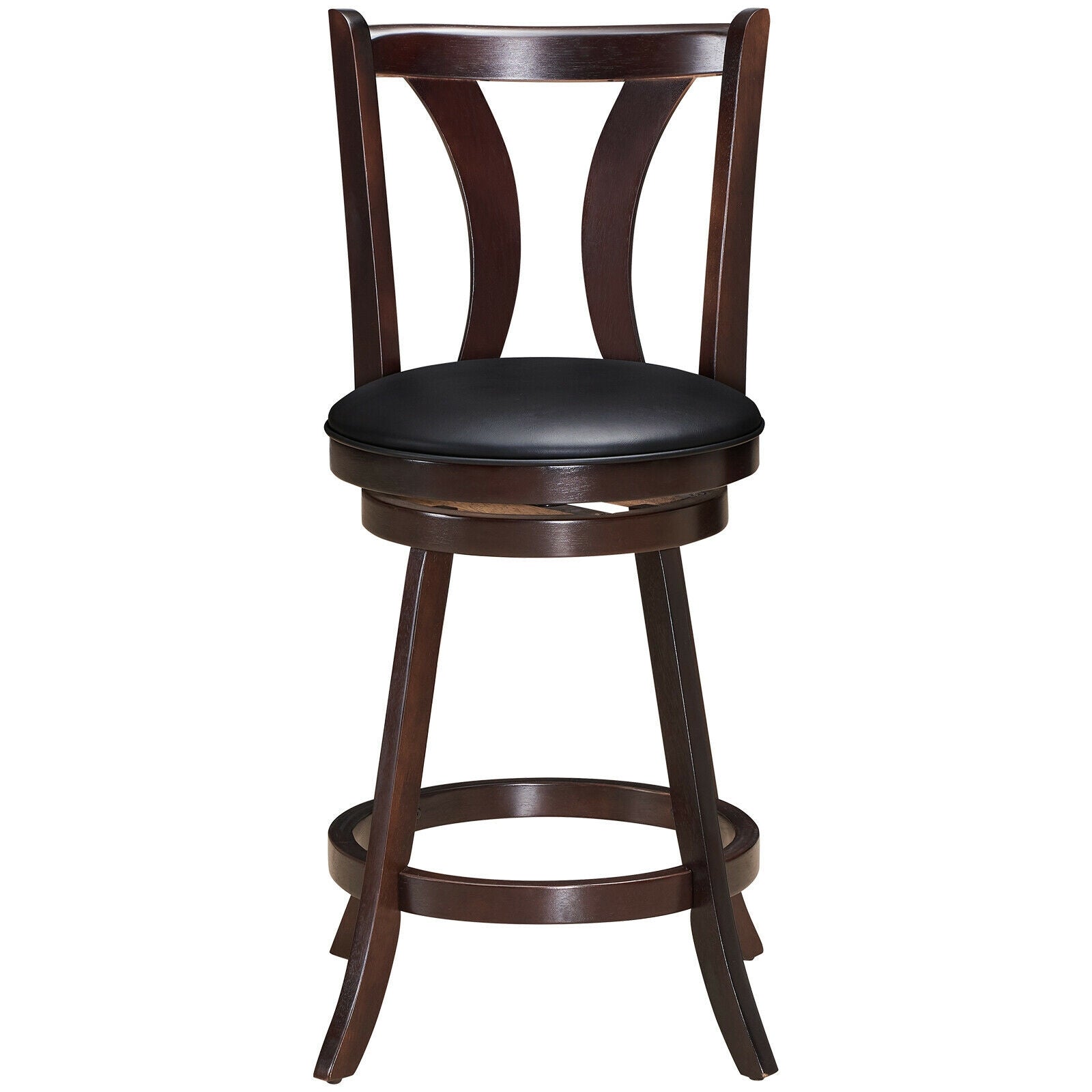 Set of 2 Swivel Bar stool 24 Inch Counter Height Leather Padded Dining Kitchen Chair-24 Inch