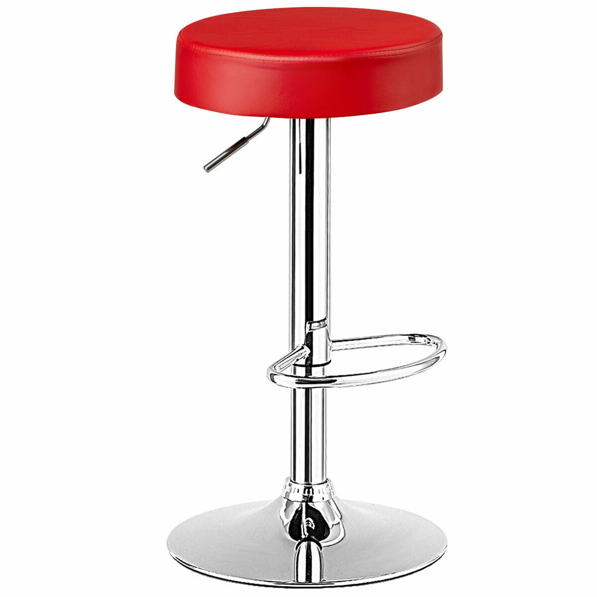 1 PC Round Bar Stool Adjustable Swivel Pub Chair-Red