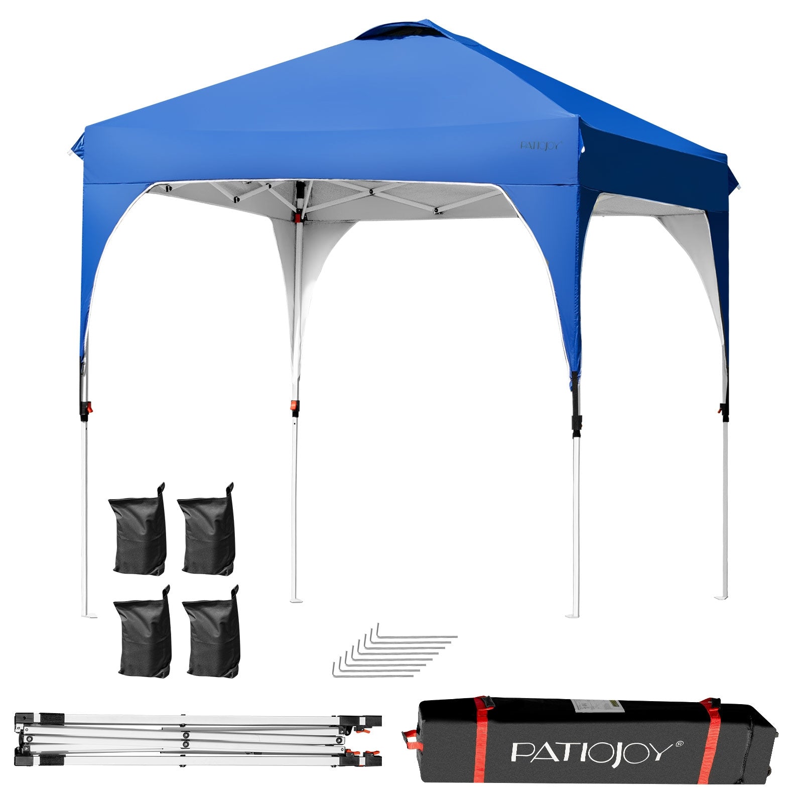 6.6 x 6.6 FT Pop Up Height Adjustable Canopy Tent with Roller Bag-Blue