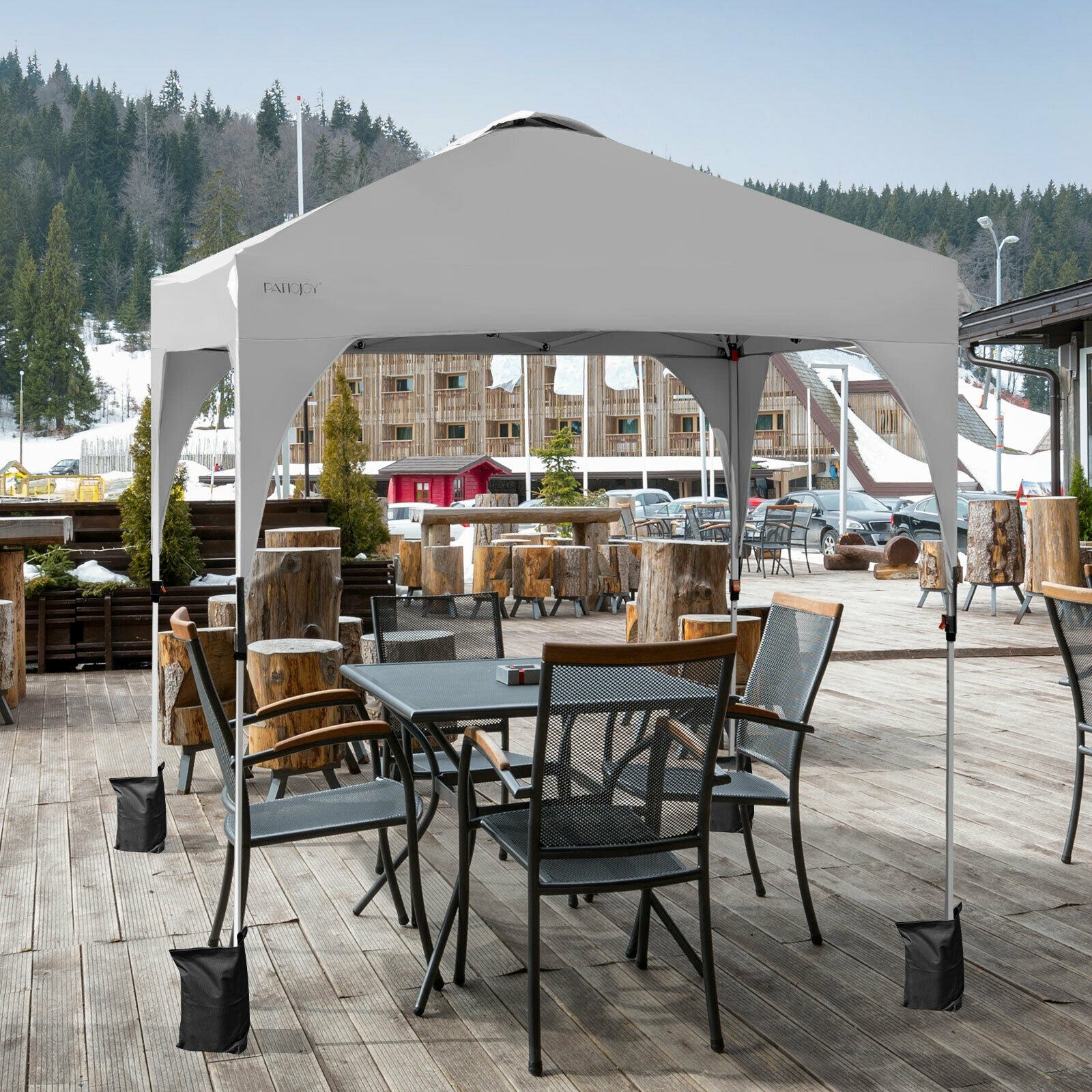 6.6 x 6.6 FT Pop Up Height Adjustable Canopy Tent with Roller Bag-White 