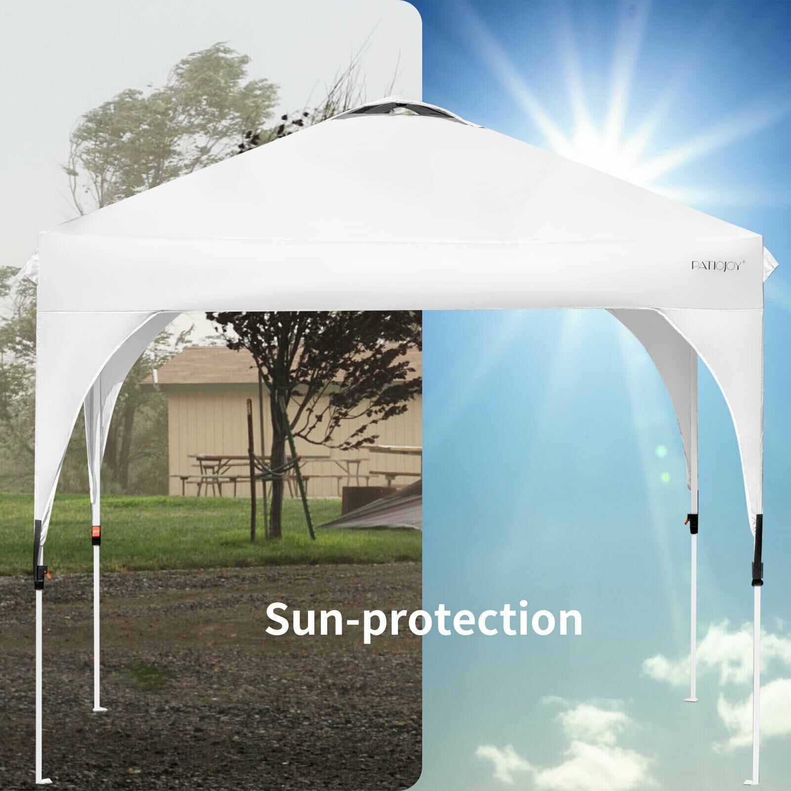 8 Feet x 8 Feet Outdoor Pop Up Tent Canopy Camping Sun Shelter with Roller Bag-White