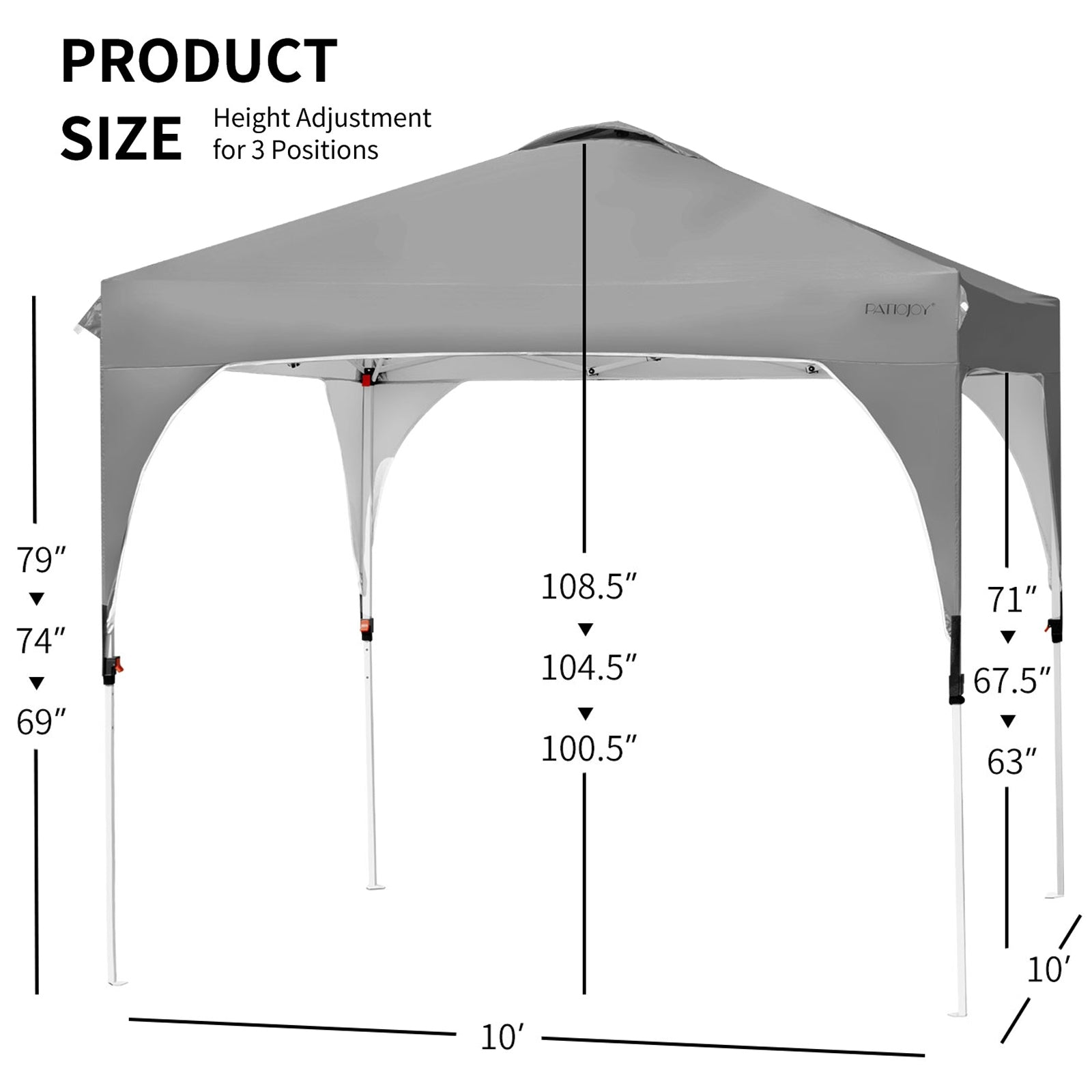 10 Feet x 10 Feet Outdoor Pop-up Camping Canopy Tent with Roller Bag-Gray