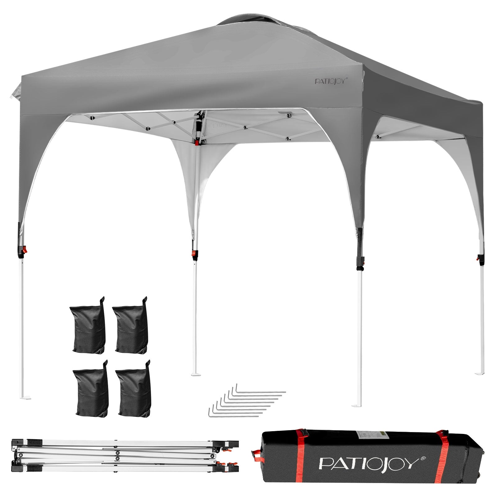 10 Feet x 10 Feet Outdoor Pop-up Camping Canopy Tent with Roller Bag-Gray