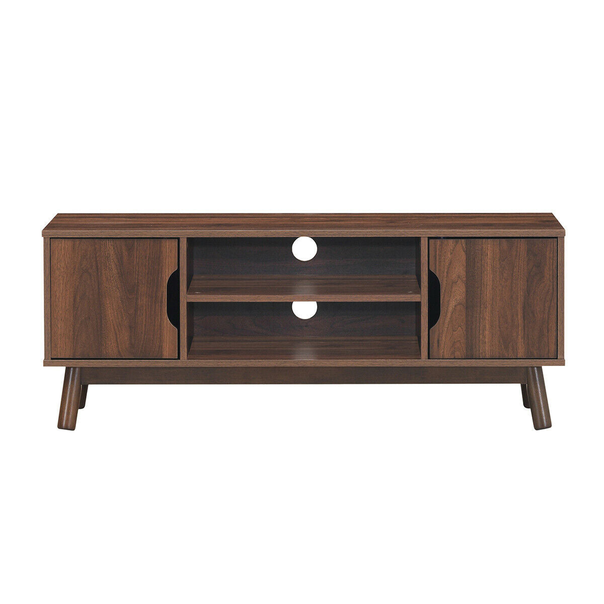 50 Inch Wood Media TV Stand with Storage Shelf-Coffee