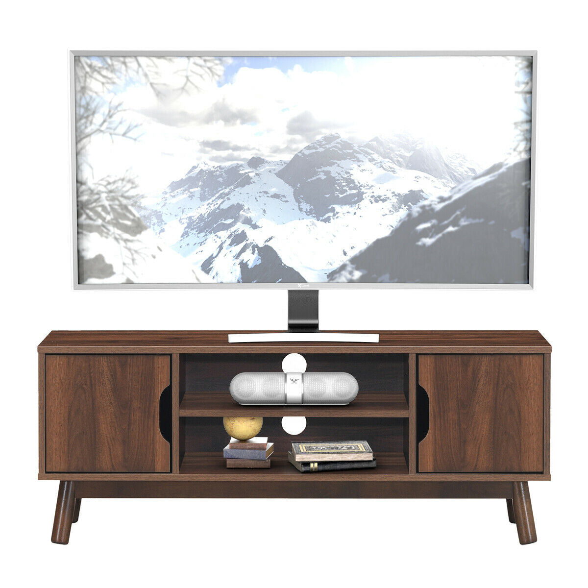 50 Inch Wood Media TV Stand with Storage Shelf-Coffee