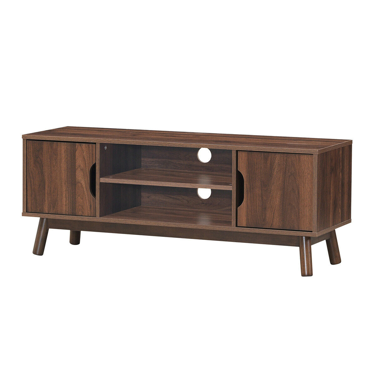 50 Inch Wood Media TV Stand with Storage Shelf-Coffee