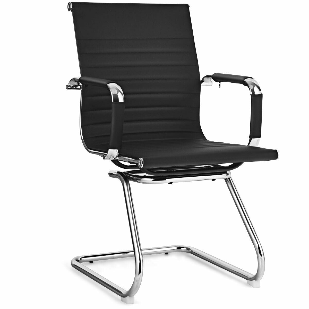 Set of 2 Heavy Duty Conference Chair with PU Leather-Black