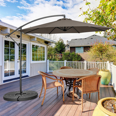 10FT Offset Umbrella with 8 Ribs Cantilever and Cross Base Tilt Adjustment-Brown 