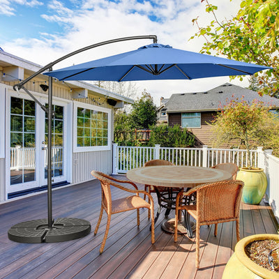 10FT Offset Umbrella with 8 Ribs Cantilever and Cross Base Tilt Adjustment-Blue 
