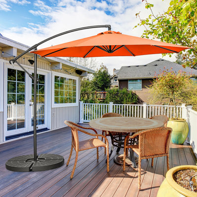 10FT Offset Umbrella with 8 Ribs Cantilever and Cross Base Tilt Adjustment-Orange 