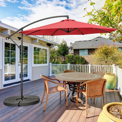 10FT Offset Umbrella with 8 Ribs Cantilever and Cross Base Tilt Adjustment-Red 