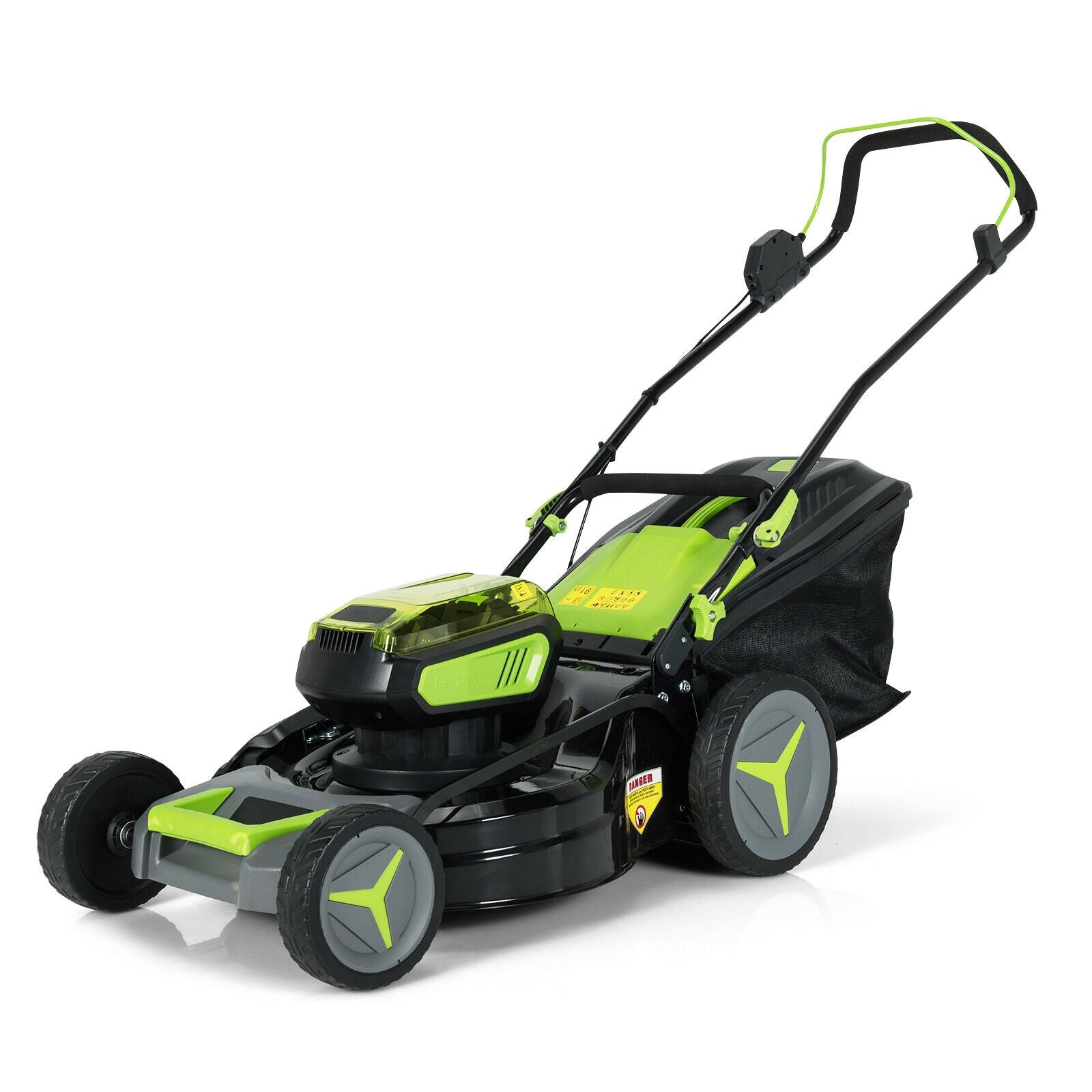 40V 18 Inch Brushless Cordless Push Lawn Mower 4.0Ah Batteries and 2 Chargers-Green