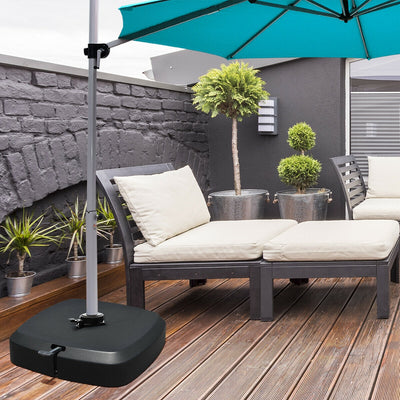 Patio Cantilever Offset Umbrella Base with Wheels for Garden Poolside Deck 