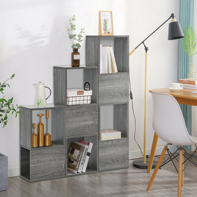 Freestanding Display Shelf for Living Room-Gray 