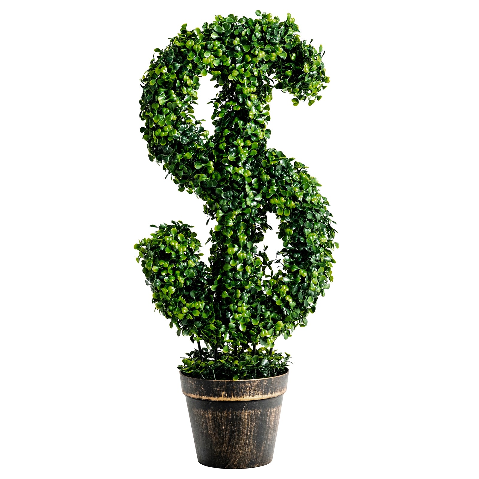 24 Inch Artificial Boxwood Topiary Faux Decorative Indoor Outdoor Tree