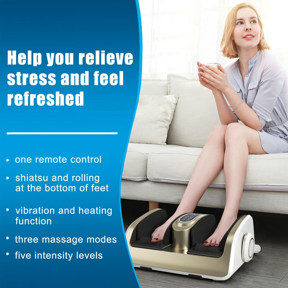 Foot Calf Shiatsu Massager with Heat and Remote Control