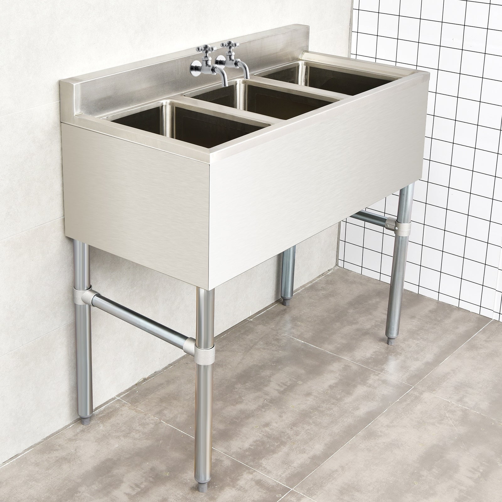 Stainless Steel Utility Sink with 3 Compartment Commercial Kitchen Sink