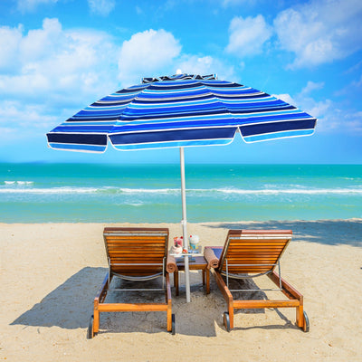 7.2 Feet Portable Outdoor Beach Umbrella with Sand Anchor and Tilt Mechanism for  Poolside and Garden-Navy 