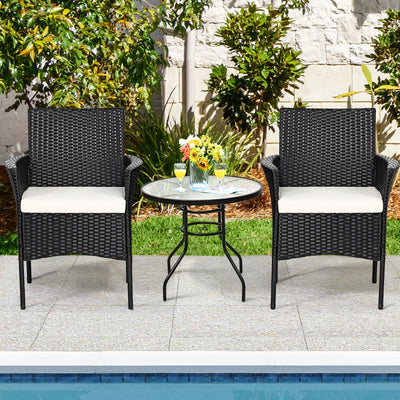 2 Pieces Patio Wicker Chairs with Cozy Seat Cushions 