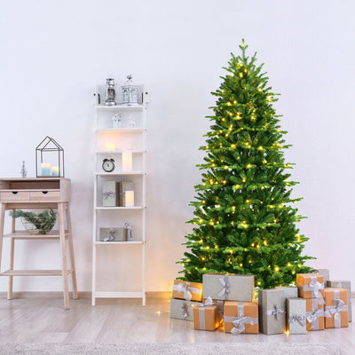 Realistic Pre-Lit Hinged Christmas Tree with Lights and Foot Switch-7' 