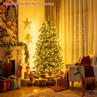 6 Feet Realistic Pre-Lit Hinged Christmas Tree with Lights and Foot Switch 