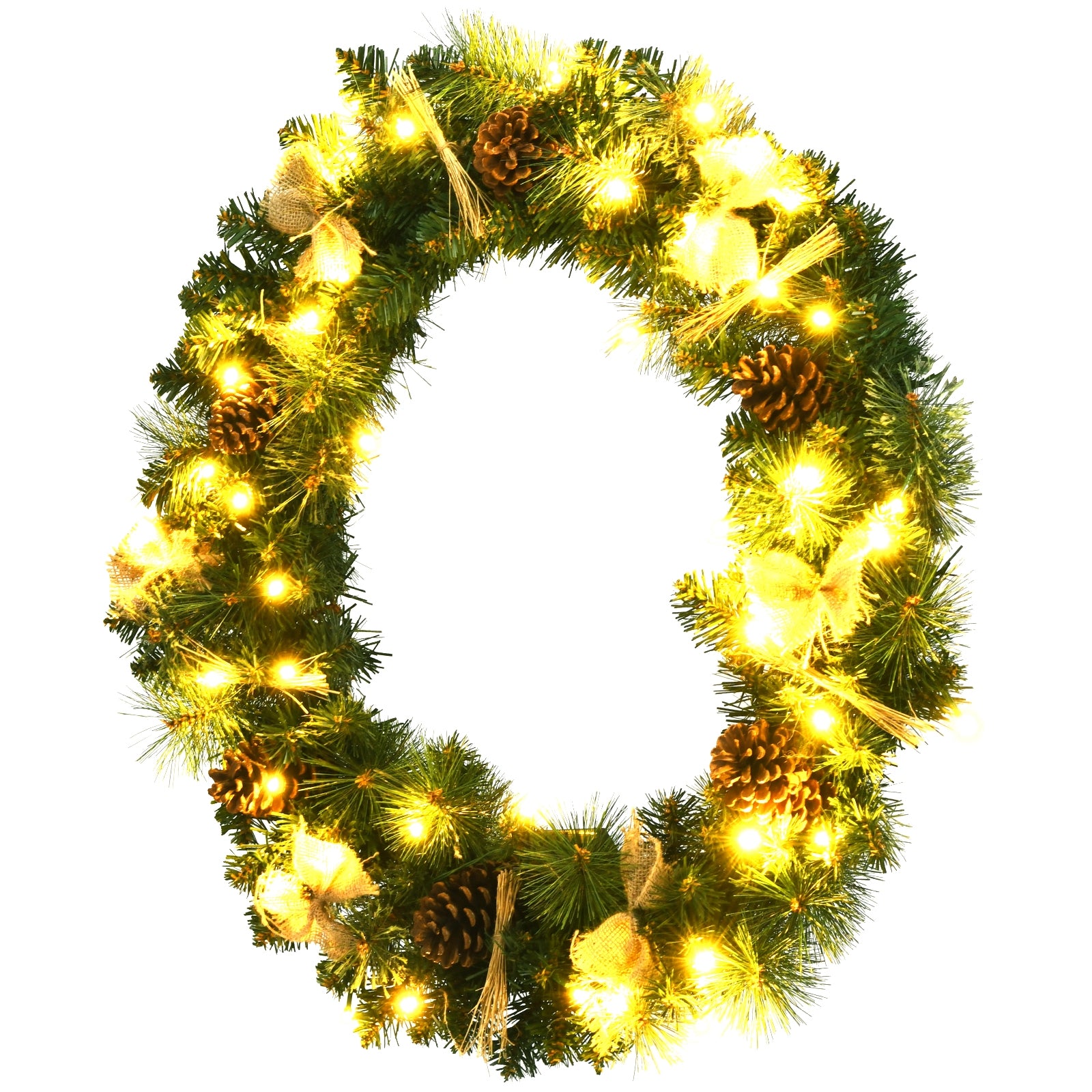 30 Inch Pre-lit Christmas Wreath with Mixed Decorations