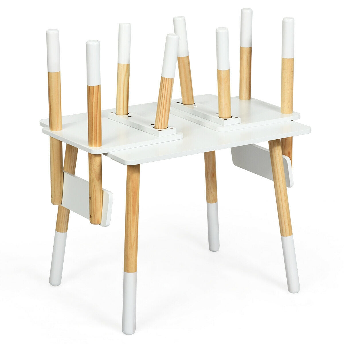 Kids Wooden Table and 2 Chairs Set-White