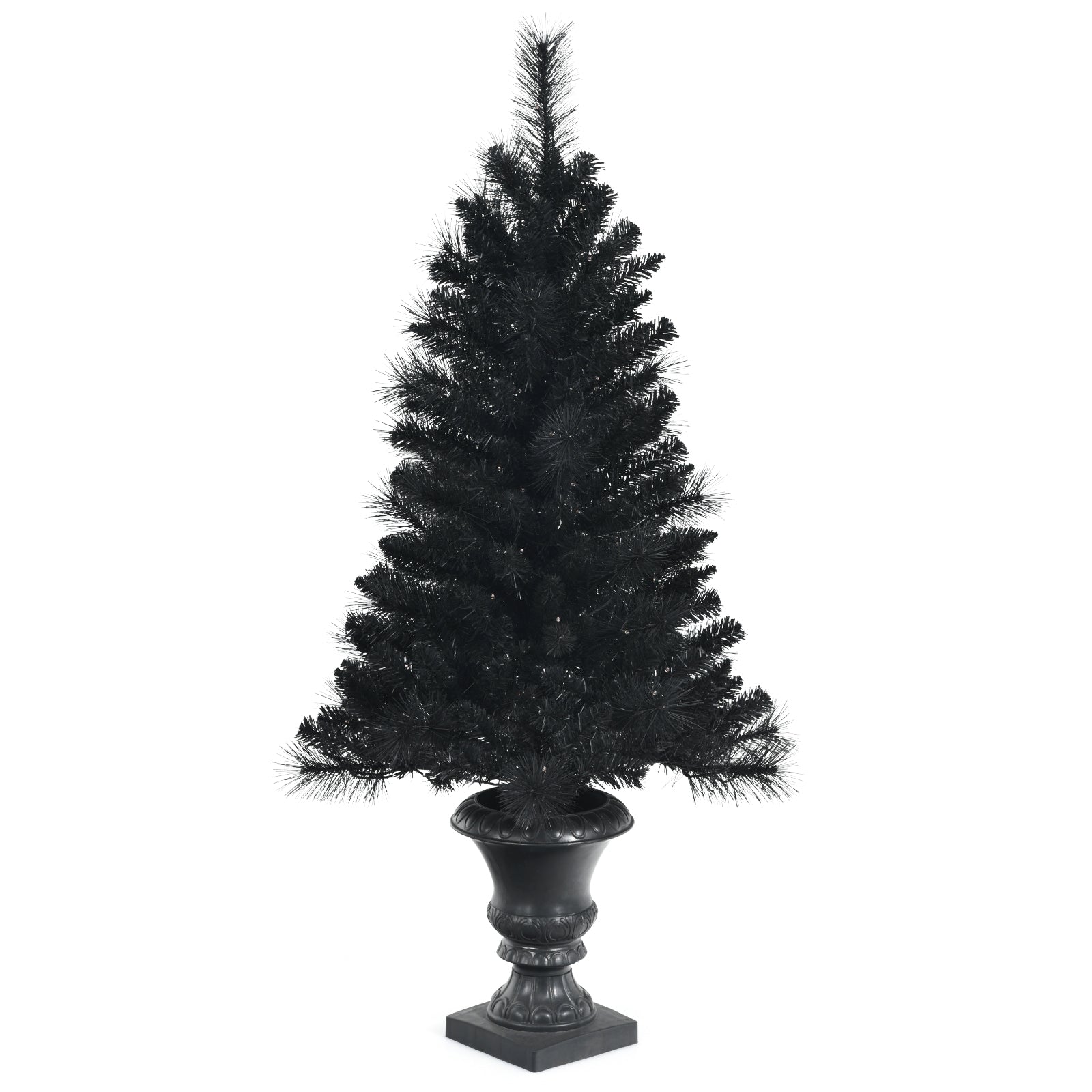 4 Feet Pre-lit Potted Christmas Halloween Tree with LED Lights