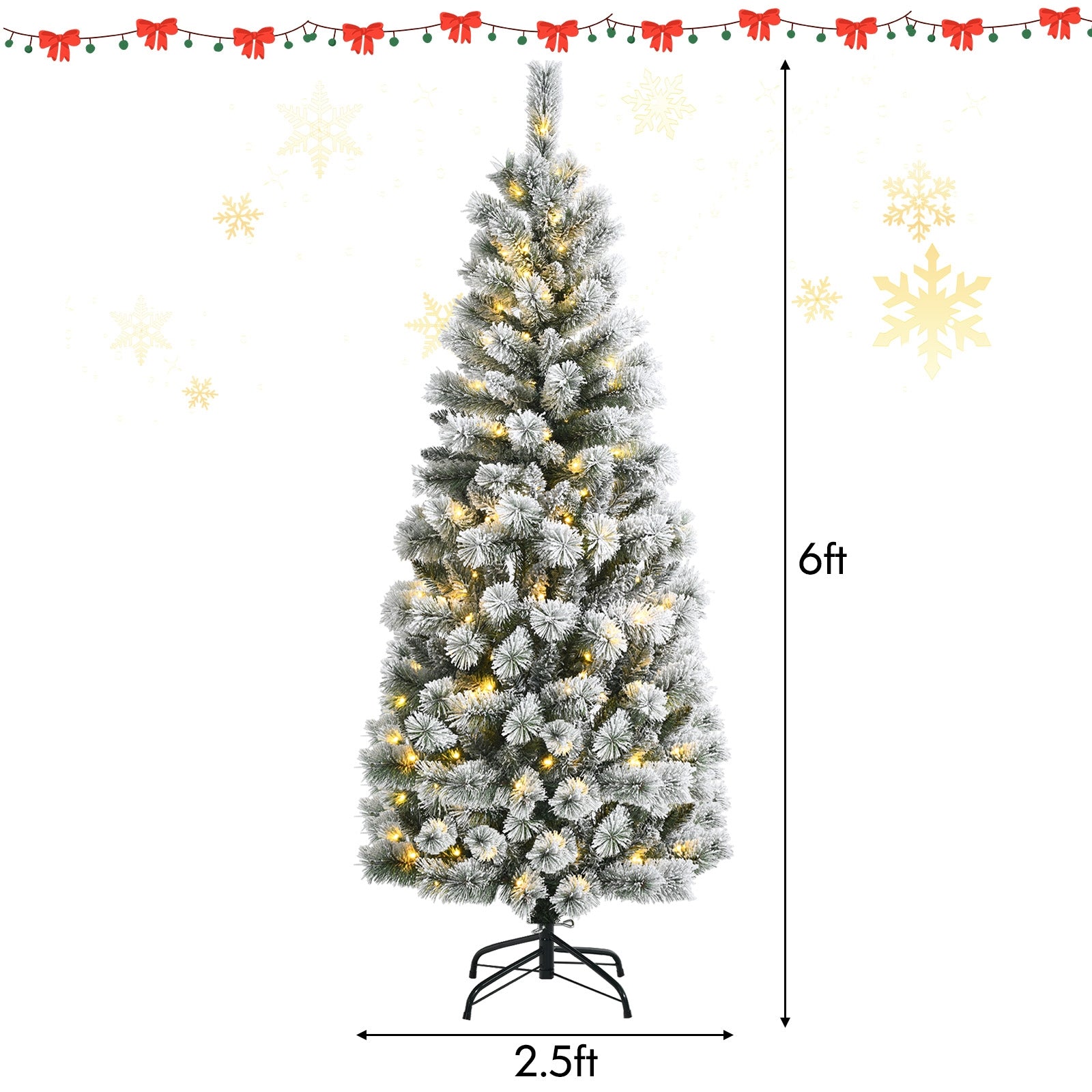 Pre-Lit Hinged Christmas Tree with Remote Control Lights-6'