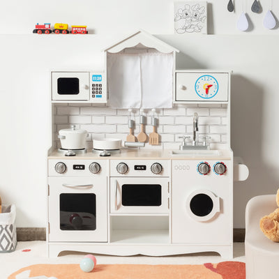 Wooden Kids Kitchen with Washing Machine 