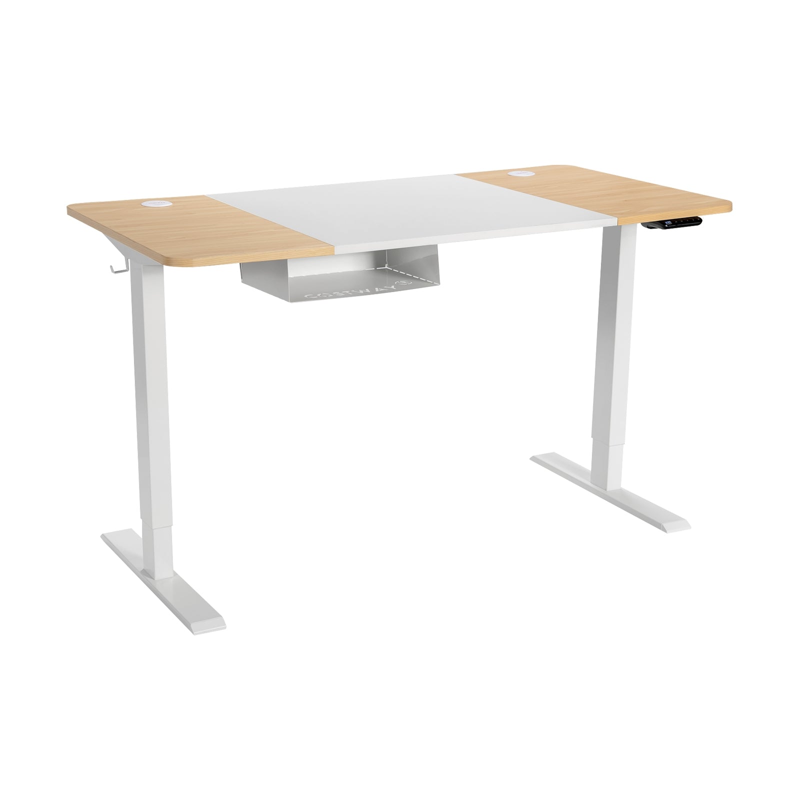 55 x 28 Inch Electric Adjustable Sit to Stand Desk with USB Port-Natural