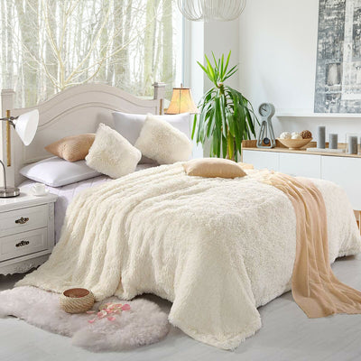 Double Sided 88 x 77 Inch Throw Blanket Machine Washable-Beige 