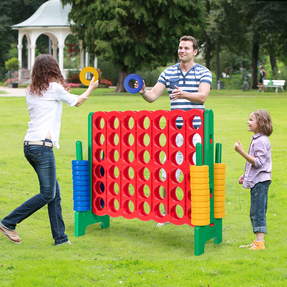 Jumbo 4-to-Score Giant Game Set with 42 Jumbo Rings and Quick-Release Slider-Green 