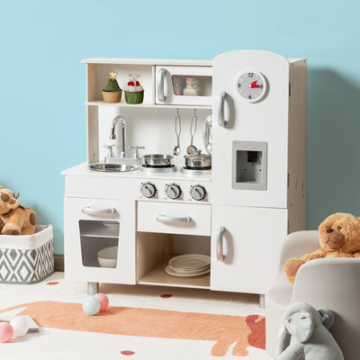 Vintage Play Kitchen Pretend Kids Cooking Playset Toys with Water Dispense 