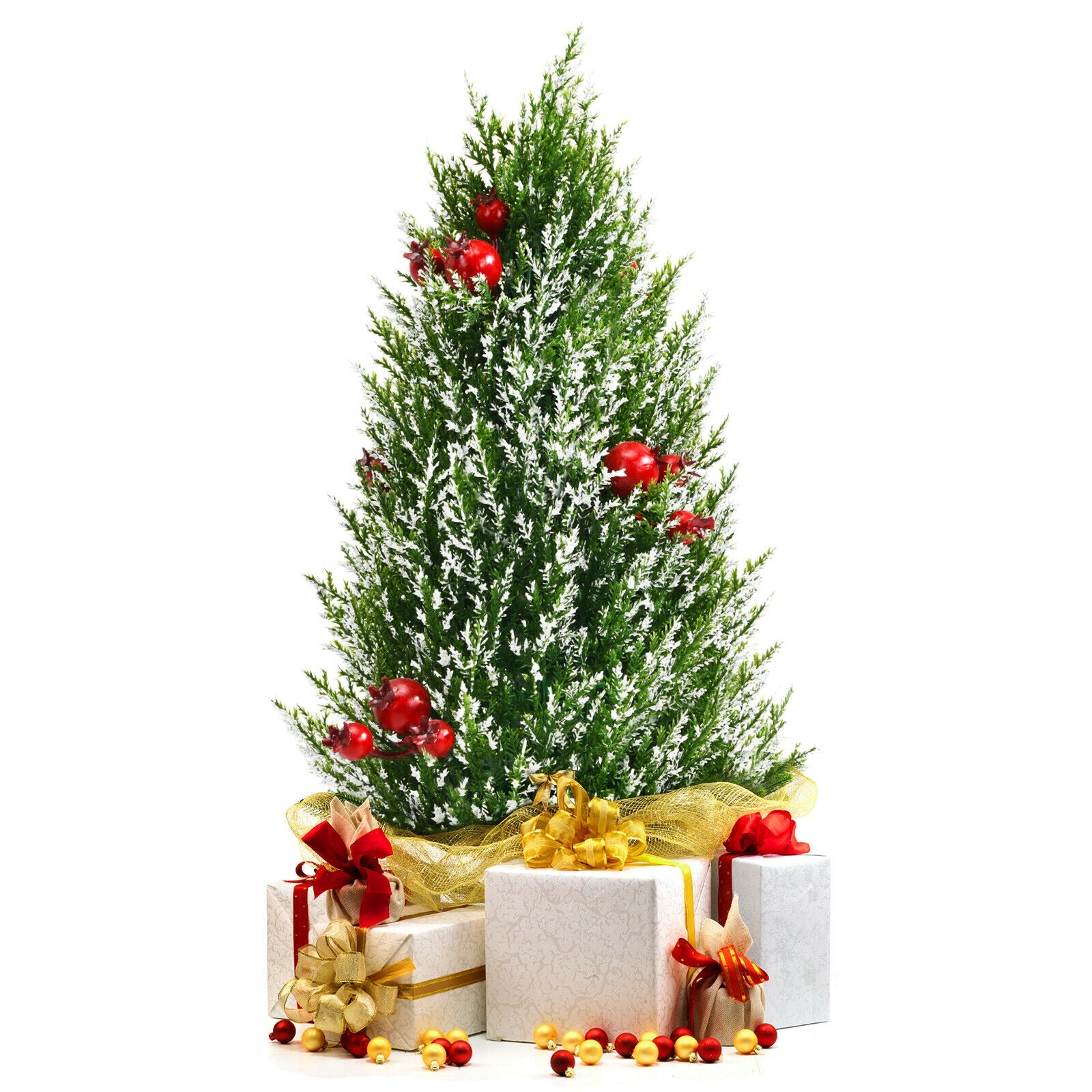 18.5-Inch Snowy Tabletop Christmas Tree with PE Branch Tips and Pulp Base