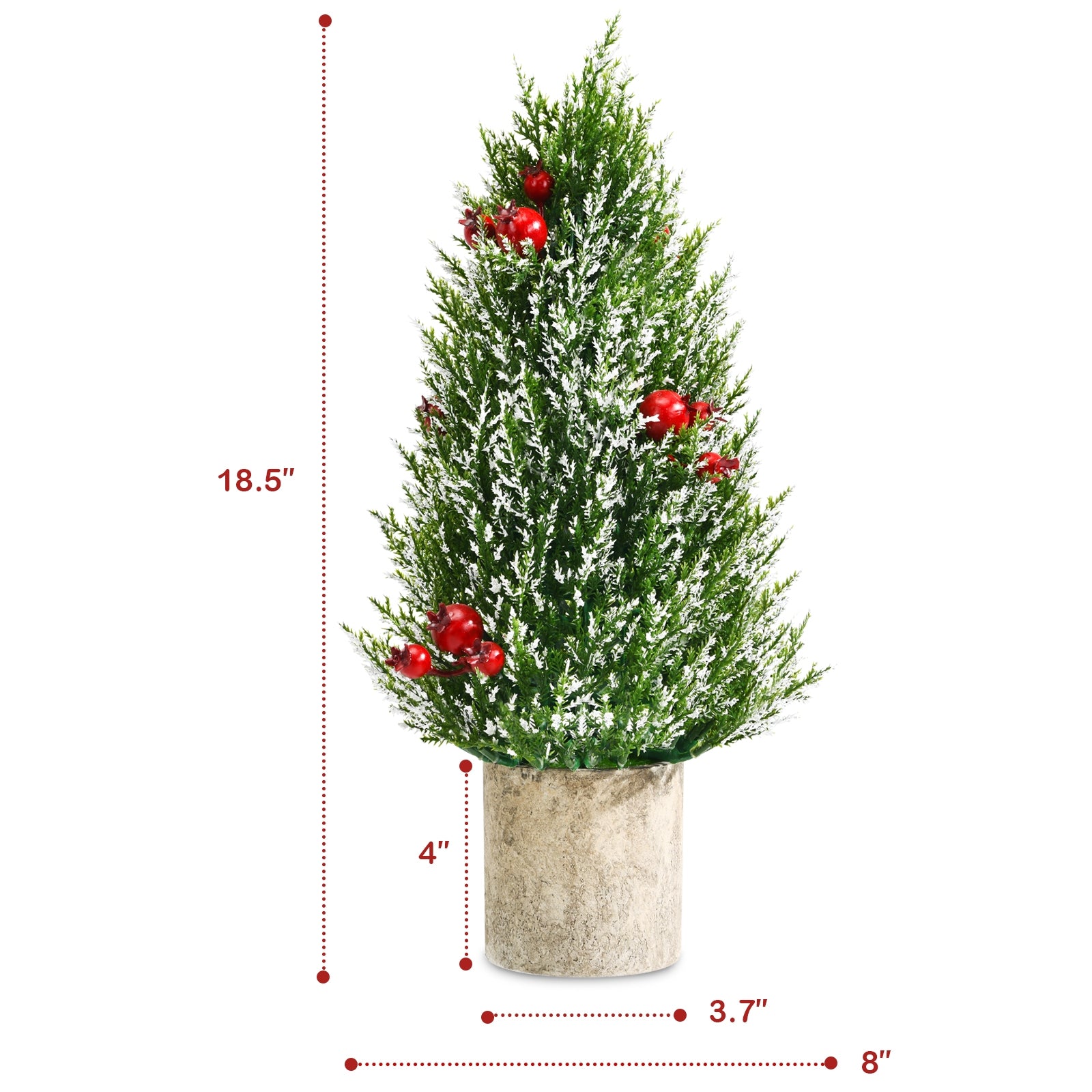 18.5-Inch Snowy Tabletop Christmas Tree with PE Branch Tips and Pulp Base