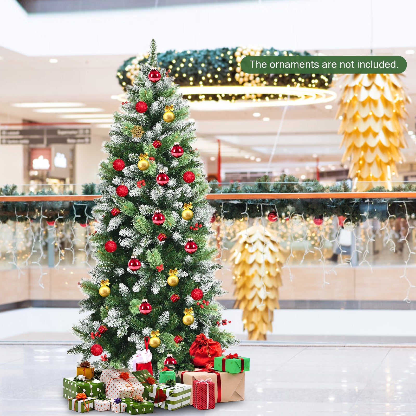 Snow Sprayed Christmas Tree for Holiday Festival Decoration-6'