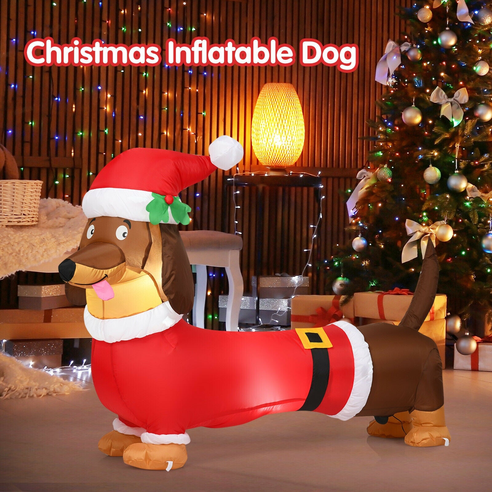 5 Feet Inflatable Christmas Dog with LED Lights 