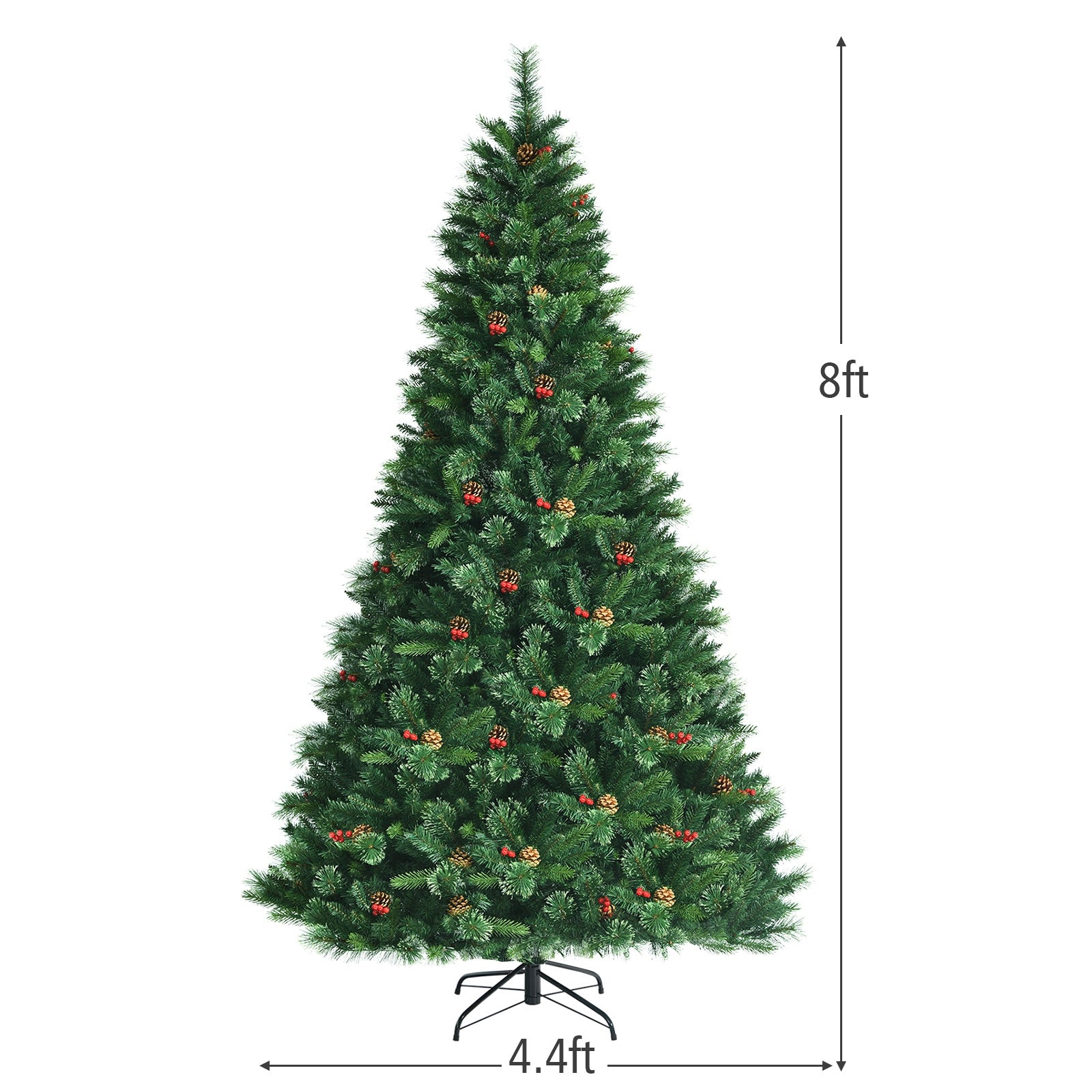 7 Feet Pre-Lit Christmas Spruce Tree with 1198 Tips and 500 Lights-8'