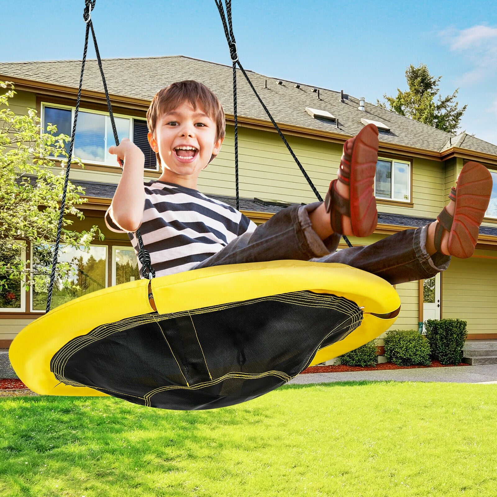 40 inch Nest Tree Outdoor Round Swing-Yellow