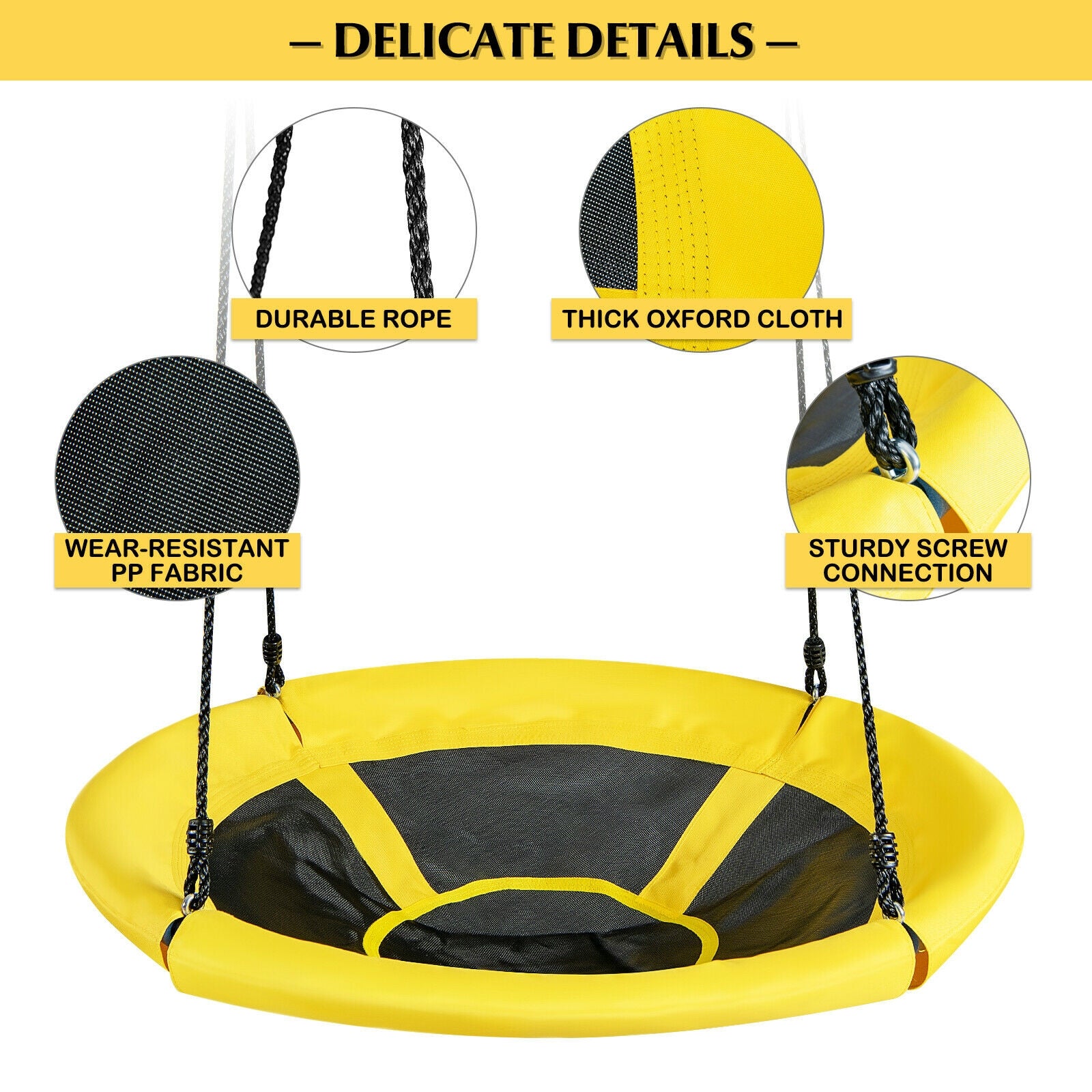 40 inch Nest Tree Outdoor Round Swing-Yellow