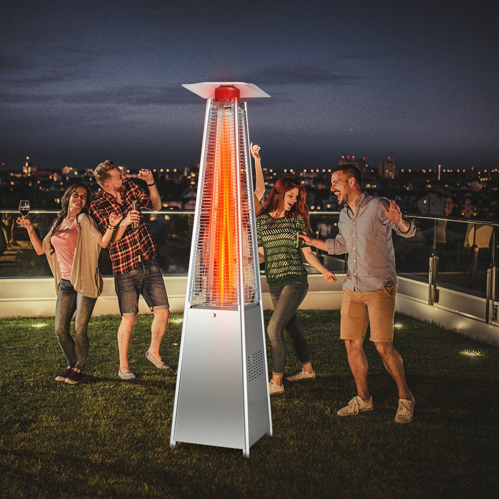 42000 BTU Pyramid Patio Heater with Wheels 